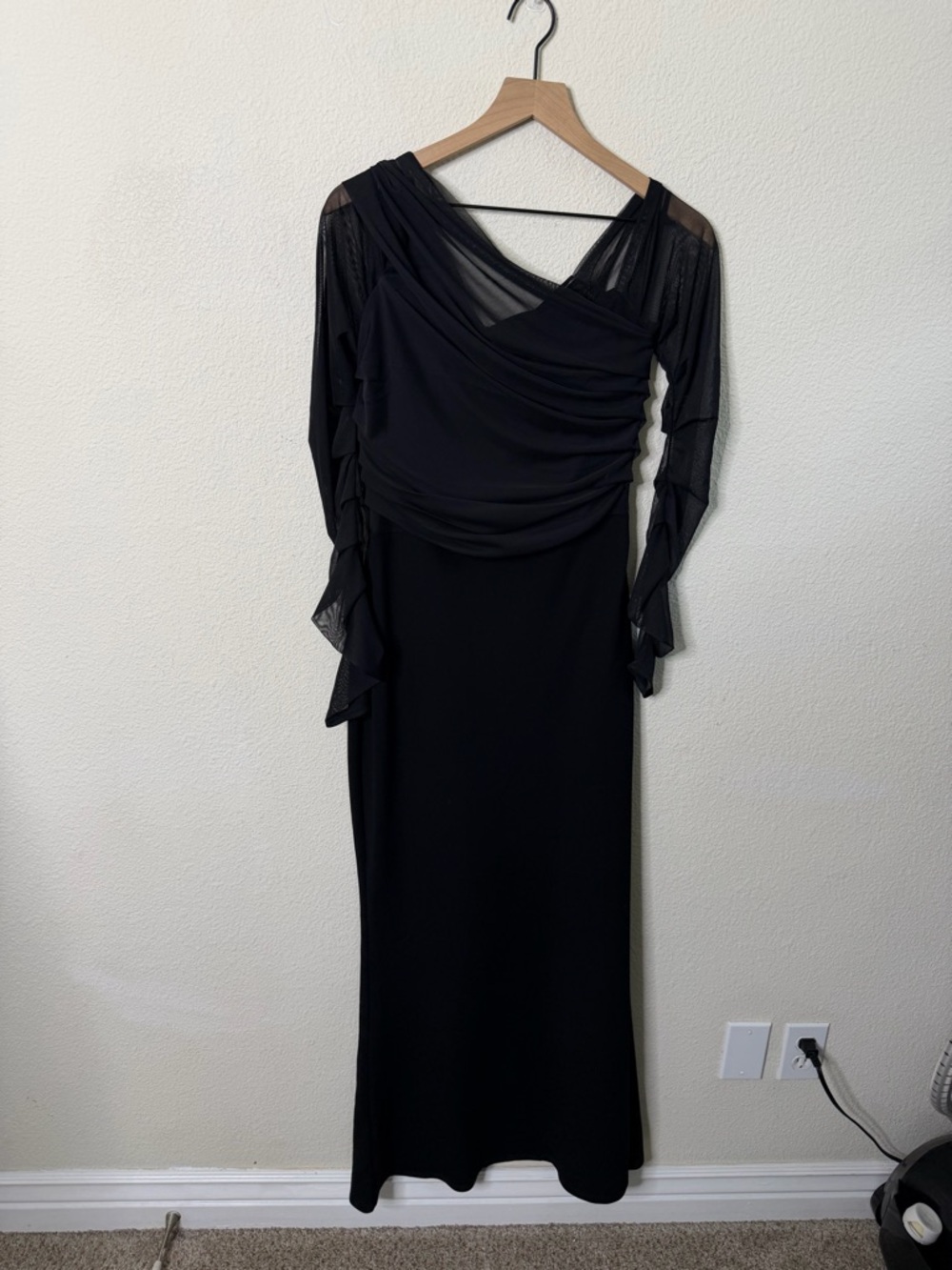 NWT Marcella Black Monroe Dress European Ponte & Mesh Gown Womens Size M - Picture 10 of 13